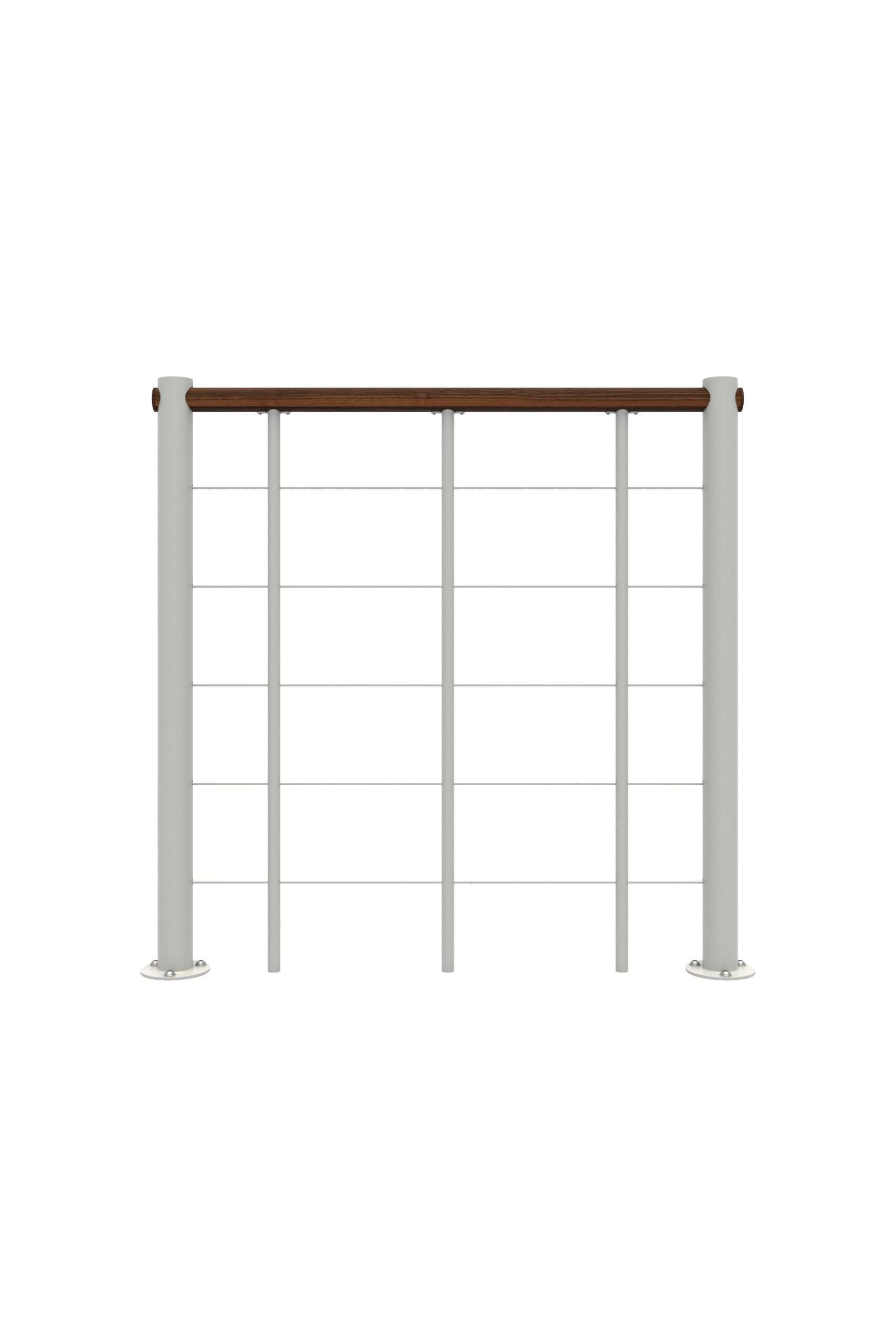 Bruestungsgelaender_Untergurte_Holz_Walnuss_weiss_gerade-7-scaled Στηθαίο κιγκλίδωμα με κάτω χορδές και ξύλινη κουπαστή ίσια - Image 1